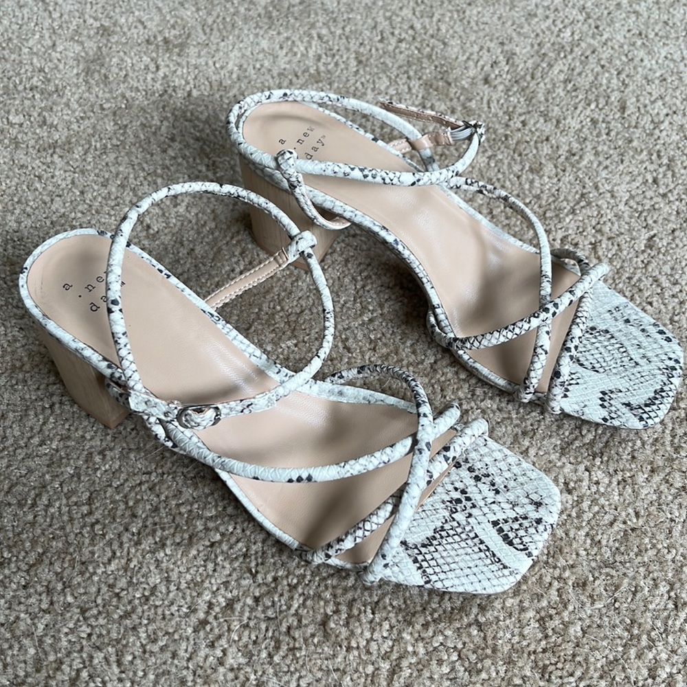Snake Skin Kitten Block Heel